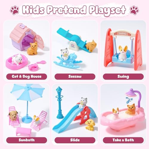 Bath Bombs for Kids with Surprise Inside for Girls Boys, 12 Pack Kids Bath Bombs with Dog & Cat Toys Pretend Playset Handmade Bubble Bath Fizzies Birthday Christmas Gift Set