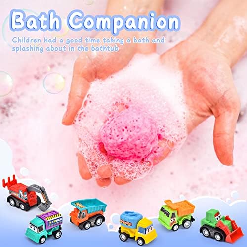 6 Pack Natural Bath Bombs for Kids Pull-Back Cars Organic Rich Foam Color Bubble Set Boys Girls Surprise Toys Christmas Gift for Toddlers