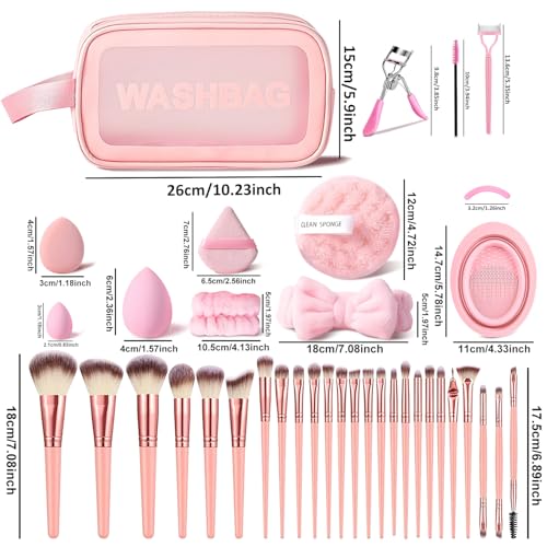 70Pcs Pink Makeup Brushes Set Professional Makeup Kit Multi-functional Makeup Tool Set with Case Facial Makeup Accessories, Foundation Makeup Brush Kit Eye and Face Make up Brushes & Tools
