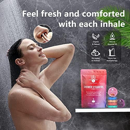 Shower Steamers Aromatherapy, 18-Pack Shower Bombs, Birthday Gifts for Wife Women Mom Her Daughter, Organic Eucalyptus Mint Rose Lavender Chamomile Watermelon Essential Oil, Gifts for Men
