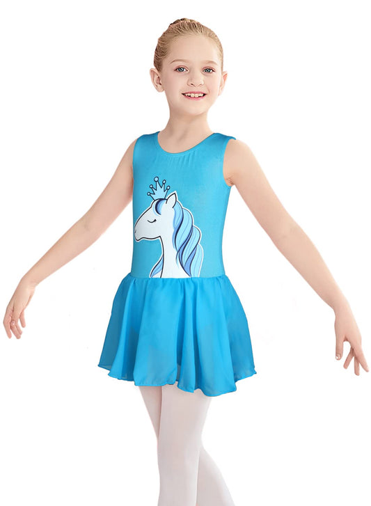 Girls Gymnastics Skirted Leotards 6t 7t Ballet Tutu Dance Dress Mermaid Unicorn Gymnastic Skirt(Baby Girls/Toddler Girls/Big Girls) (Blue, 130(6-7 years old))