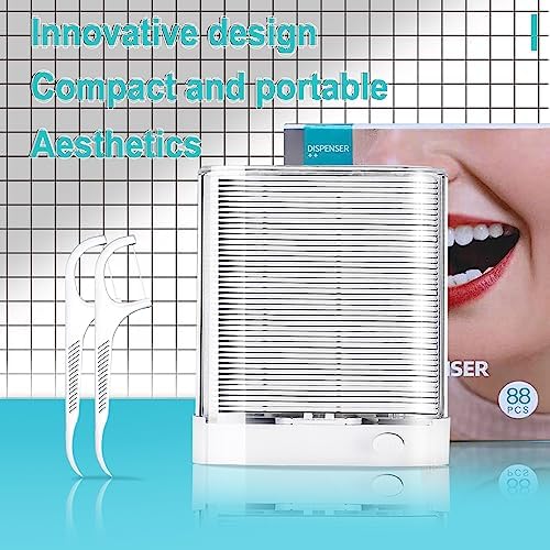 Dental Floss Picks Dispenser - 2 Boxes of Unflavored Flosser Toothpicks (176 Total Count) in Clear Cases for Adults - Hygienic Oral Care Solution for Clean Teeth.