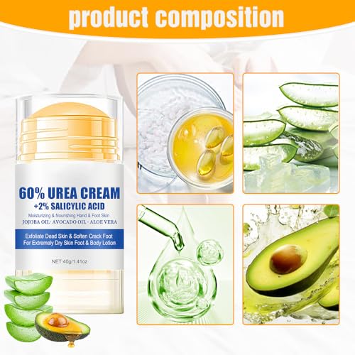 Moisturizing Foot Cream, 2025 New Hydrating and Anti-Cracking Foot Cream,Foot Repair Cream for Cracked Heels, Hands, Knees, Urea Cream 60% to Repairs and Moisturizes Dry and Cracked Feet (1PCS, 1)