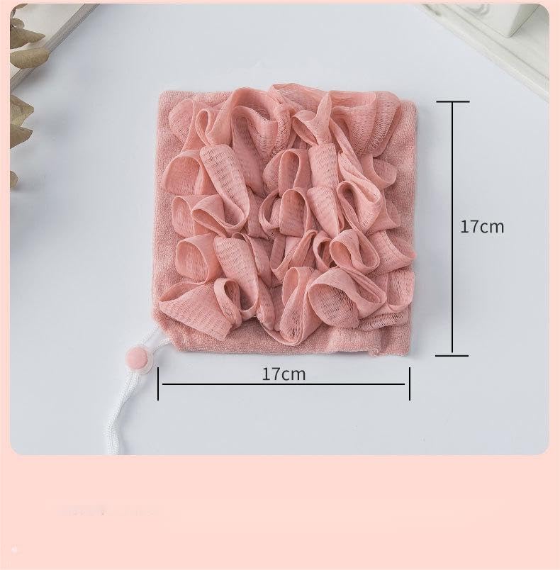 Soft Washable Towel Loofah 2 in 1 Loofah Sponge Washcloth for Exfoliating for Bath Wash Face Loofah Combo (Khaki)