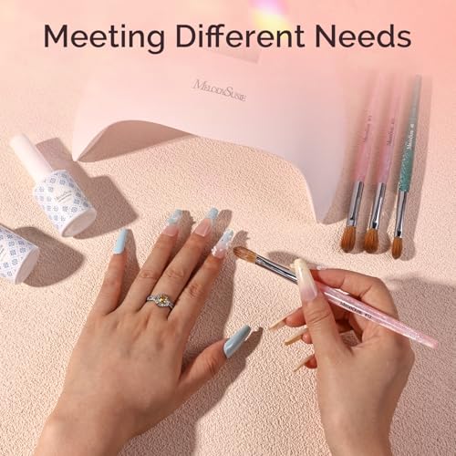 MelodySusie Kolinsky Acrylic Nail Brush,66% Kolinsky Hair Professional Nail Art Brush for Acrylic Application, Aurora Collection Fine Glitter Brush, Size 8