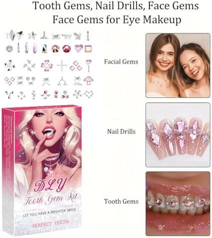 Fiorland DIY Tooth Jewelry Kit – 2025 New Sparkling Crystal Gems Starter Set for Teeth Decoration, Easy at-Home Smile Bling Accessory Kit