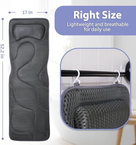 Full Body Bath Pillow for Tub - Luxury Bathtub Pillow for Full Back, Head and Neck Support, Quick Dry Bath Cushion, 168 Suction Cups, Bathtub Accessories for Gift