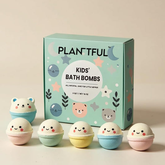 Plantful™ Natural Bath Bomb for Kids, Non-Toxic, Bubble podz, Fluffy Foam soap, Holiday Gifts, Bubble Bath Fizzy for Girls Boys, 9 Pack, Toddler, Pure Essential Oil