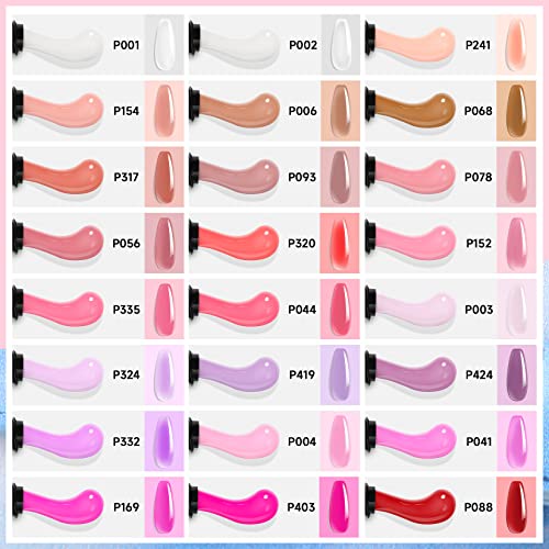 Morovan Poly Gel Nail Colors: 48 Color Poly Eextension Gel Nail Kit with Pure and Glitter Poly Nail Gel for All Season Poly Gel Nail Trendy Nail Art Design