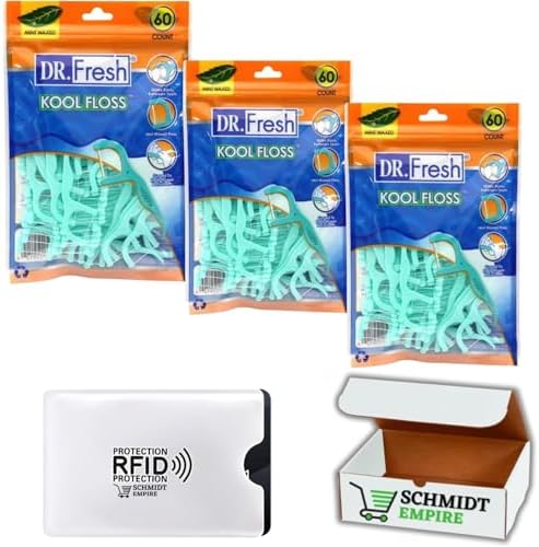 Kool Floss, Mint Waxed Dental Flossers Dr. Fresh, 60 Count (Pack of 3)