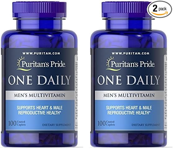Puritan's Pride One Daily Mens Multivitamin Caplets, 100 Count (Pack of 2)