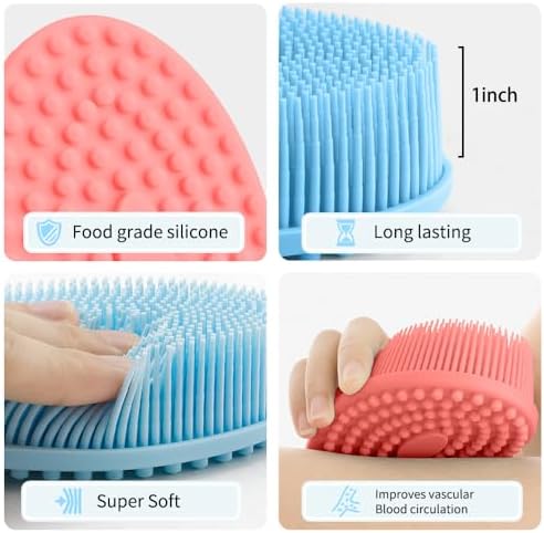 Soft Loofah Silicone Body Scrubbers - 6 Pack Exfoliating Shower Scrubbers for Men & Women