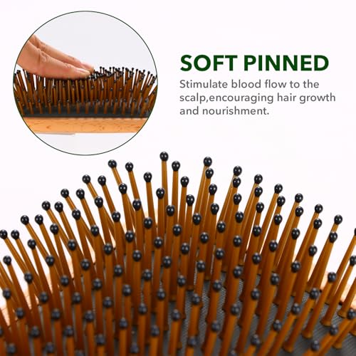 Hair brush for Men and women,wet brush with wooden handle,curly hair brush,air cushion brush,wooden hairbrush for Thick/thin/Fine Hair,paddle brush for Wet & Dry Hair,square large hair brush