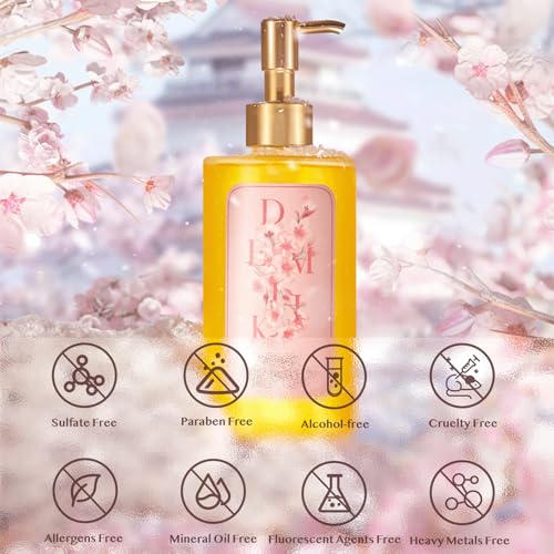 Moisturizing Bath Oil for Dry & Sensitive Skin. Nourishing & Hydrating Winter Care Shower Oil, Soothes & Softens, Locks in Moisture,Sakura Scent, 10 Fl.oz (300ml)