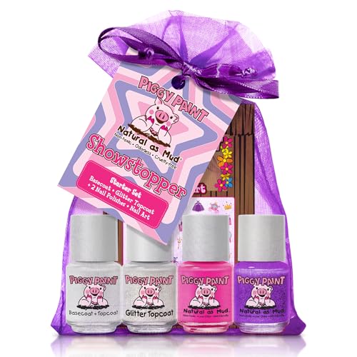 Piggy Paint | 100% Non-Toxic Girls Nail Polish | Safe, Cruelty-free, Vegan, & Scented for Kids | Showstopper Starter Set