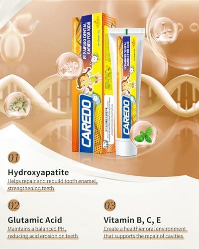 Kids Hydroxyapatite Toothpaste for Reversing Cavities, Fluoride-Free Home Cavity Repair, Safe Toddler & Baby Toothpaste for Enamel Repair, Tooth Decay Repair Remineralizing Treatment Fruity 1Tube