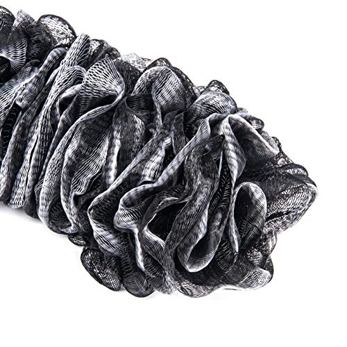 Back Scrubber for Shower,Loofah Long Handle Bath Body Brush,Soft Nylon Mesh Sponge for Shower,Loofah On a Stick for Men Women,Exfoliating Scrub Cleaning Luffa for Elderly(2-Pack,Black)