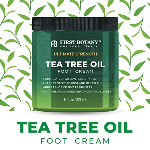 First Botany, Athletes Foot Cream with Tea Tree Oil, Aloe & Spearmint - Hydrates, Softens & Conditions Dry Cracked Feet, Heel and Calluses- Helps Soothe Irritated Skin - 8 oz