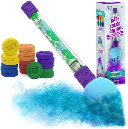 Tub Works® Bath Color Brush™ Kids Bath Bomb Set | Nontoxic & Fragrance-Free | Use Brush to Paint Water with Vibrant, Fizzing Colors | Fun BathBombs for Kids Bath | Creative Bathtub Toys for Toddlers