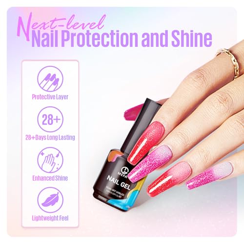 MEFA UV Nail Lamp with Base and Top Coat, 72W UV Light for Gel Nails with 21pcs Lamp Beads, 3 Times for Gel Polish Fast Curing, LED Dryer with Base and Top Coat