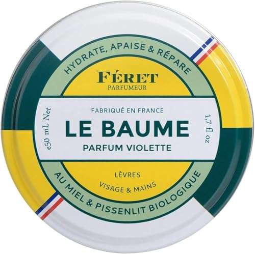 Feret Le Baume Multi-Purpose Balm – Violette – Natural Lip Balm with Shea Butter & Honey – Hydrating Moisturizer for Dry Skin, Lips & Cuticles – Made in France – 50ml / 1.7oz