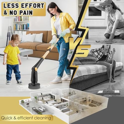 Electric Spin Scrubber for Cleaning Bathroom 8-in-1 Cordless Power Scrub Brush with Long Handle for Shower, Bathtub, Tile to Daily Maintenance