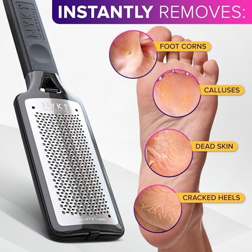 RUSTPROOF Foot File Callus Remover for Feet with Skin Catcher (XL Size) NYK1 MEGAFILE Foot Callus Remover for Wet & Dry Use - High-Performance Feet Scrubber with Textured Grip for Non-Slip Control