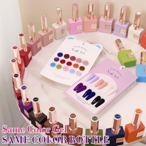 Double Rhythm 28Pcs 0.5Oz Gel Nail Polish Set Same Color Same Bottle Soak Off Gel Polish Kit Nail Art Manicure Salon DIY at Home for Women (Red Pink Collection-T24-4)