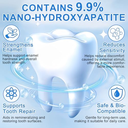 9.9% Hydroxyapatite Toothpaste for Enamel Protection and Tooth Strengthening, (2PCS) Nano Hydroxyapatite Toothpaste, Gentle Mint, Fresh Breath, Daily Use for Oral Health