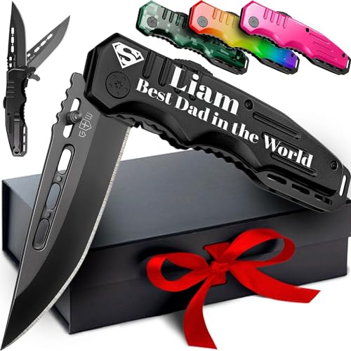 Dad Pocket Knife - Ideal Father's Day Gift - Personalized Gift for Men - Customized Gifts - Men’s Unique Knife for Him - Best Custom Knives - Cool Engraved Present for Father from Daughter Son - 6681 DN