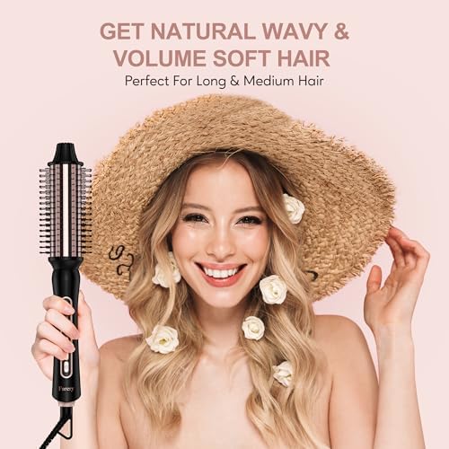 Thermal Brush 5 Adjustable Temps, 1.5 Inch Hot Curling Brush for Big Bouncy Curls, Non-Blowing Heated Round Brush, Ceramic Curling Wand for Medium & Long Hair, Dual Voltage for Travel