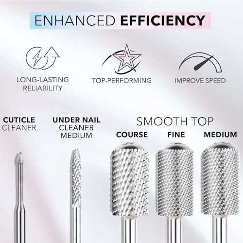 Kiara Sky Large Barrel Medium Universal Nail Drill Bit for E-file | with Safety Edge for Cuticle and Nails Care | Non-Coated