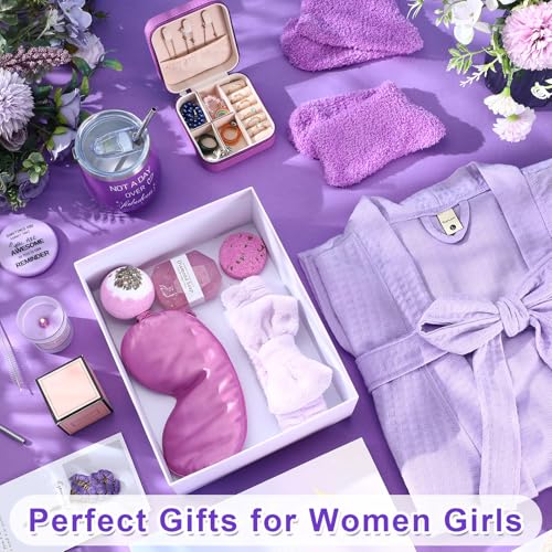 Nuogo 13 Pcs Birthday Gifts for Women Mothers Day Gifts Spa Basket Set for Women Mirrors Socks Steamers Jewelry Case Bath Robe Mom nurse Girlfriend Wife
