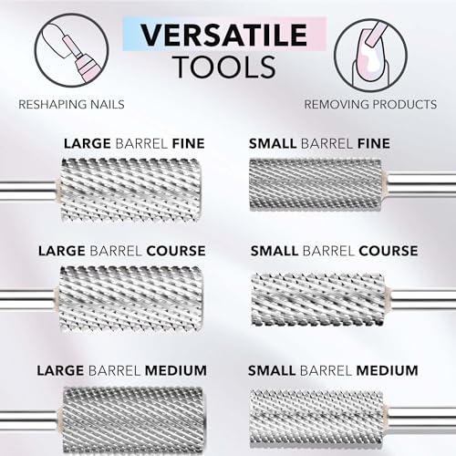 Kiara Sky Large Barrel Medium Universal Nail Drill Bit for E-file | with Safety Edge for Cuticle and Nails Care | Non-Coated