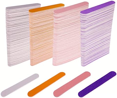 Mini Nail Files Bulk (400 Pcs), Double Sided Emery Board Nail File for Nature Nails, Manicure Tool Set Disposable Colorful Nail File for Home Salon Use Travel Size Men Women Kids Wood Board