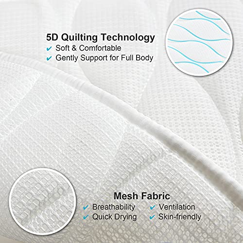 Full Body Bath Pillow, Bath Pillows for tub with Mesh Washing Bag & 21 Non-Slip Suction Cups, Spa Bathtub Pillow for Head Neck Shoulder and Back Support - 5D Air Mesh & Quick Drying