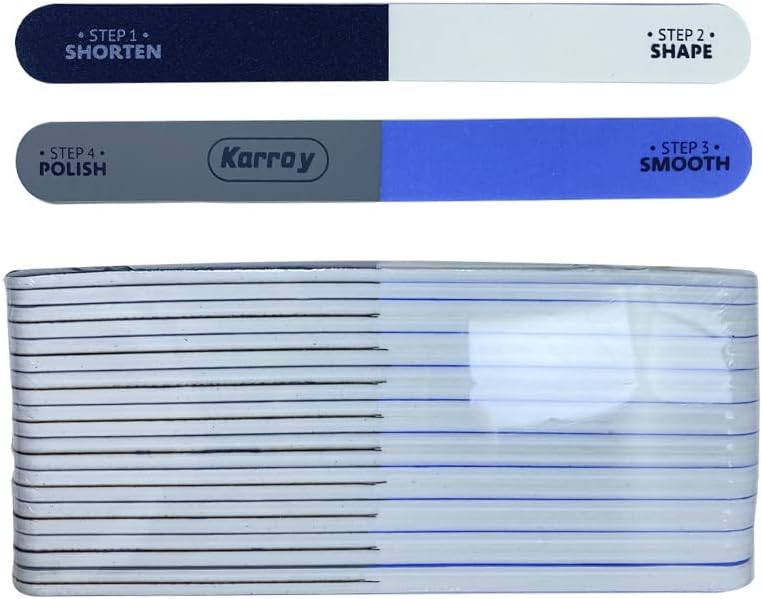 Nail File and Buffer for Natural Nails Dual Sided 4 Steps Shorten-Shape-Smooth-Polishing Nail Tools 20pcs