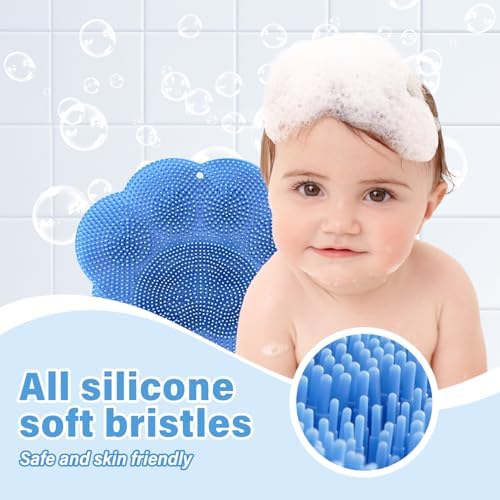 Silicone Shower Foot Scrubber Mat, 2025 New Shower Foot Scrubber Mat with Non-Slip Suction Cups，Foot Back Cleaning Pad Back Washer Exfoliating Bath Wash Pad (Blue)