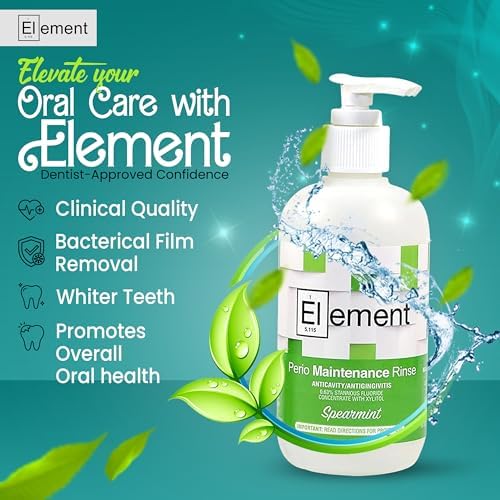 Stannous Fluoride Mouthwash - 10 Fl. Oz. 0.63% Antimicrobial Perio Rinse - Alcohol Free, Dye Free, Paraben Free - Refreshing Spearmint Flavor