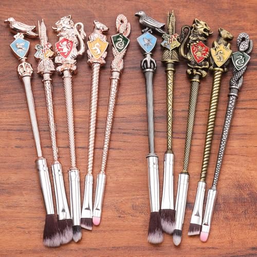 【2 Color Options】 Gifts Potter Metal Makeup Brushes Set Gifts Wi-zard Wand Makeup Brushes Set for Women Magic Eye Shadow Eyeliner Blending Lip Brush - Brushes Holder Pot Not Included