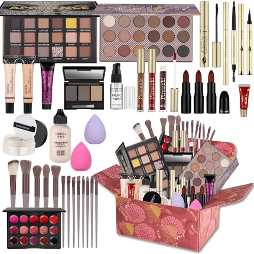 All-in-One Makeup Kit for Women & Girls - Travel & Professional Makeup Set Includes Eyeshadow, Lipstick, Brow Pencil, Eyeliner & Brush Set