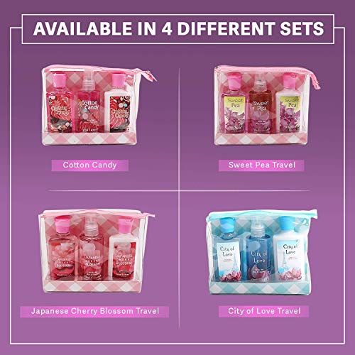 Bath and Body Gift Set for Women & Girls, City of Love Spa Set, Personal Self Care Travel Kit, 3PCS Set for - Shower Gel, Body Lotion, Body Mist- Birthday Mother's Day Gifts for Her