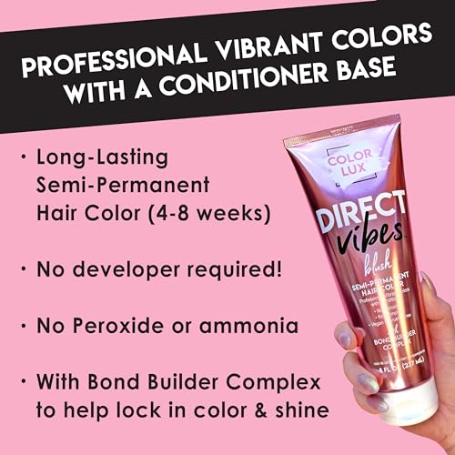 Direct Vibes Semi-Permanent Hair Color, Magenta, Vibrant & Long-Lasting Shade, Ammonia-Free, Vegan, Sulfate-Free, Paraben-Free, 8 fl oz
