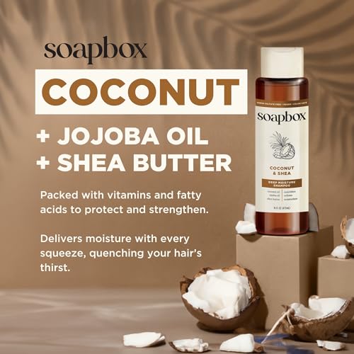 Soapbox Shampoo and Conditioner Set with Coconut Oil, Jojoba Oil, Aloe and Shea Butter to Moisturize and Nourish for All Hair Types, 1 Liter Each (Pack of 2)