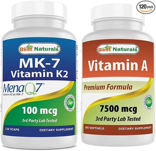 Best Naturals MK-7 Vitamin K2 100 mcg & Vitamin A 25000 IU
