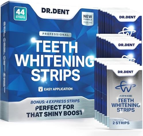 DRDENT Professional Teeth Whitening Strips - Pack of 44 Strip - 22 Treatments Kit - Safe for Enamel - Non Sensitive Teeth Whitening - Whitening Without Any Harm + Mouth Opener Included