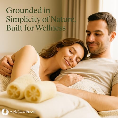 Ancestoria Plant-Based Loofah for Women – Premium Natural Exfoliating Body Scrubber Sponge – Non-Plastic Shower Loofah Sponge for Body and Face – A HerTime2 Brand, Pack of 3