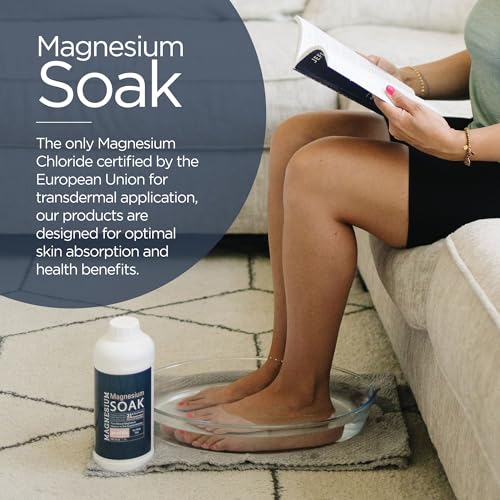 Magnesium Soak - 100% Pure Zechstein Transdermal Magnesium Oil Bath Soak for Relaxation, Skin Health, and Wellness - Magnesium Foot Soak and Bath Soak - 32oz
