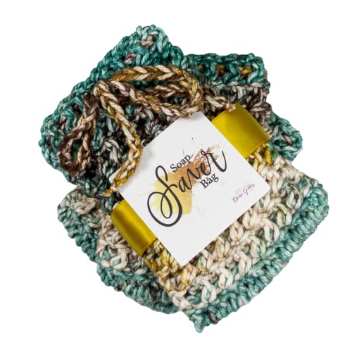 Emerald Pine 3 Pack Set - Soap Holder Crochet - Handmade Cotton Soap Sack - Bathing Accessories