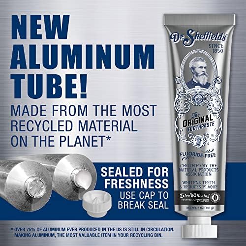 Dr. Sheffield’s Certified Natural Toothpaste (Extra-Whitening) - Great Tasting, Fluoride Free Toothpaste/Freshen Your Breath, Whiten Your Teeth, Reduce Plaque (2-Pack)